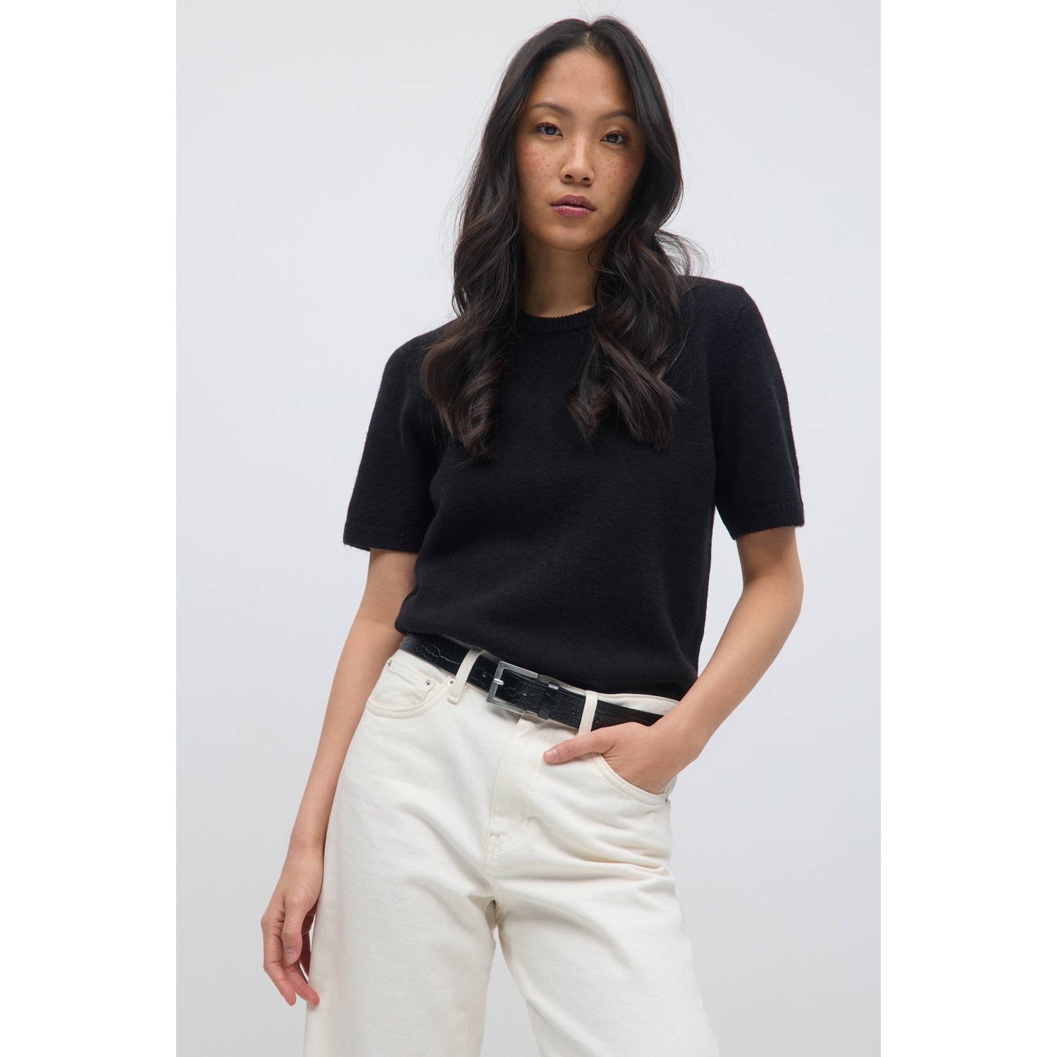 Gina Tricot top zwart gebreid