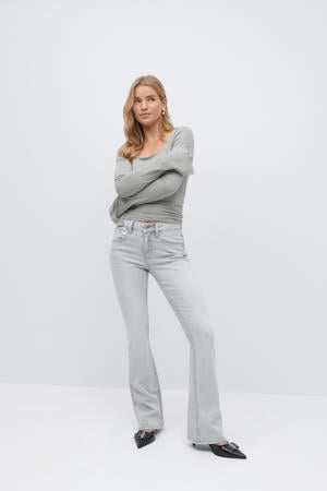 low waist flared jeans grey denim