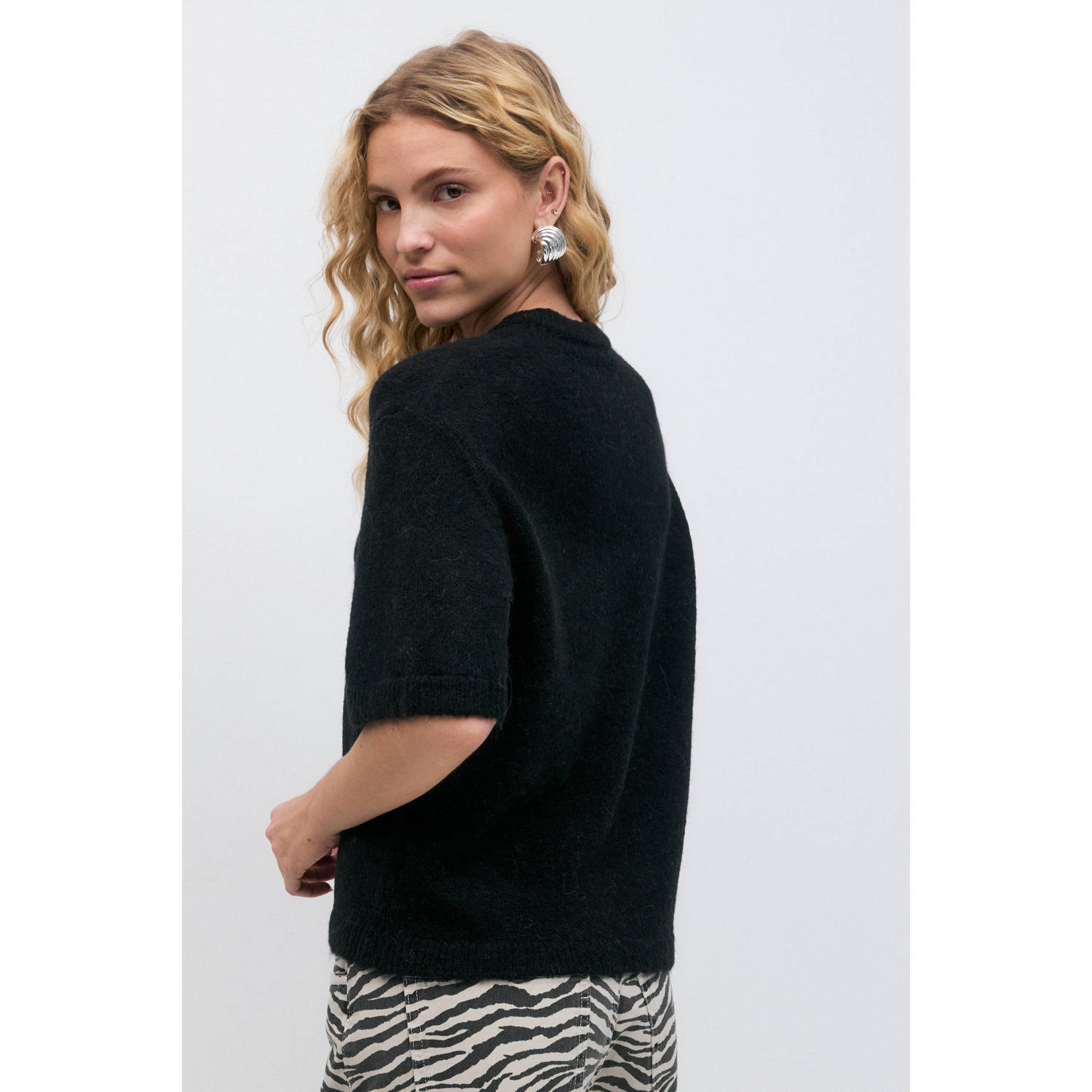 Gina Tricot top zwart gebreid