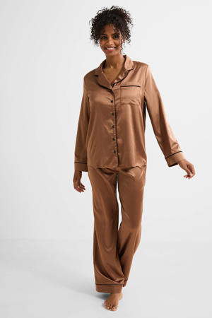 satijnlook pyjama lichtbruin