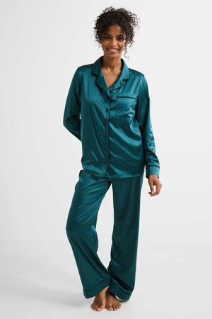 satijnlook pyjama petrol