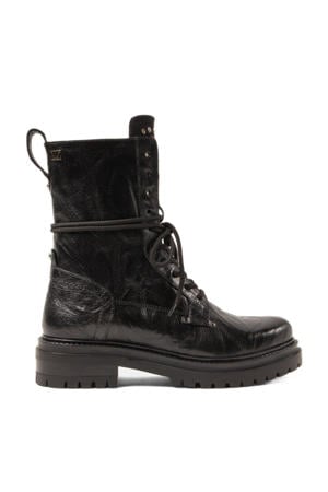 leren veterboots zwart