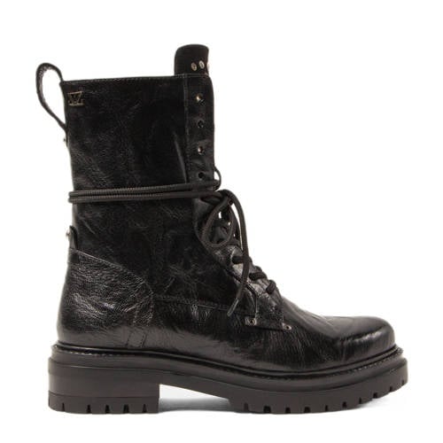 Lazamani leren veterboots zwart afbeelding