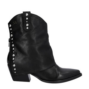 leren cowboylaarzen met flap zwart