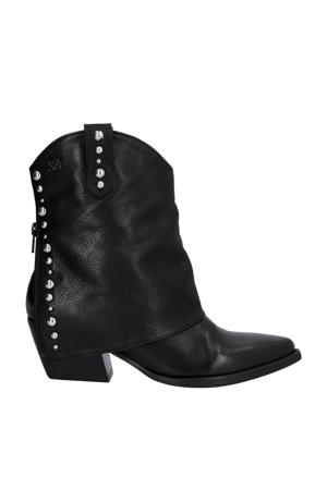 leren cowboylaarzen met flap zwart
