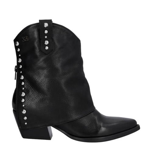 Lazamani leren cowboylaarzen met flap zwart afbeelding