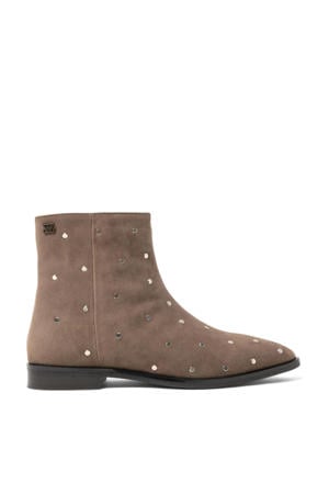 suède enkellaarzen met studs taupe