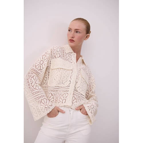VILA jasje crochet ecru afbeelding