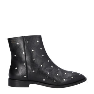 leren enkellaarzen met studs zwart