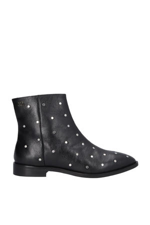 leren enkellaarzen met studs zwart