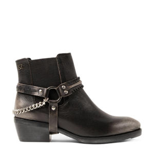 leren chelsea boots met afneembare riempjes grijs