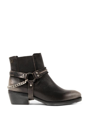 leren chelsea boots met afneembare riempjes grijs