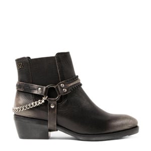leren chelsea boots met afneembare riempjes grijs
