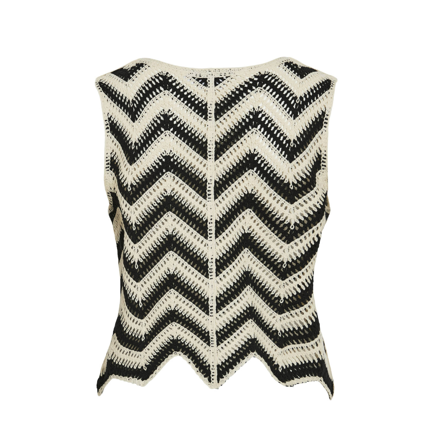 VILA crochet vest zwart ecru