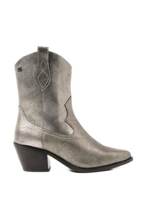 leren cowboylaarzen zilver