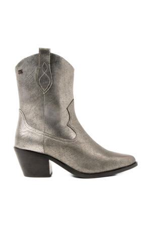 leren cowboylaarzen zilver