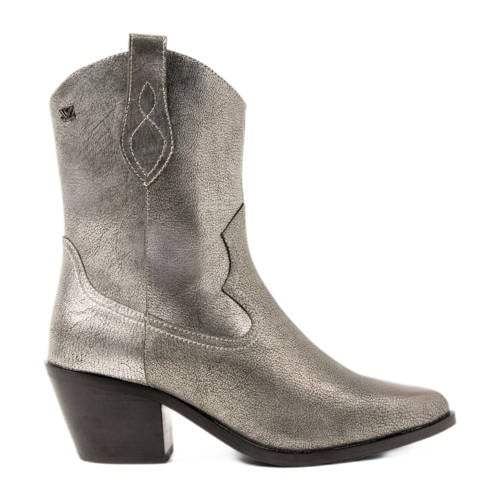 Lazamani leren cowboylaarzen zilver afbeelding