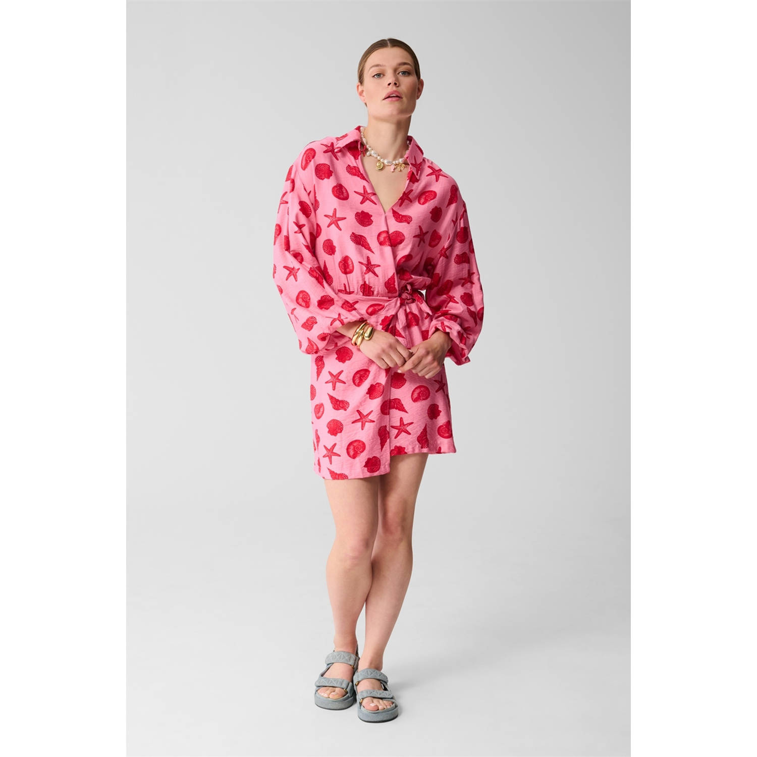 Shoeby wikkel- overslagjurk roze