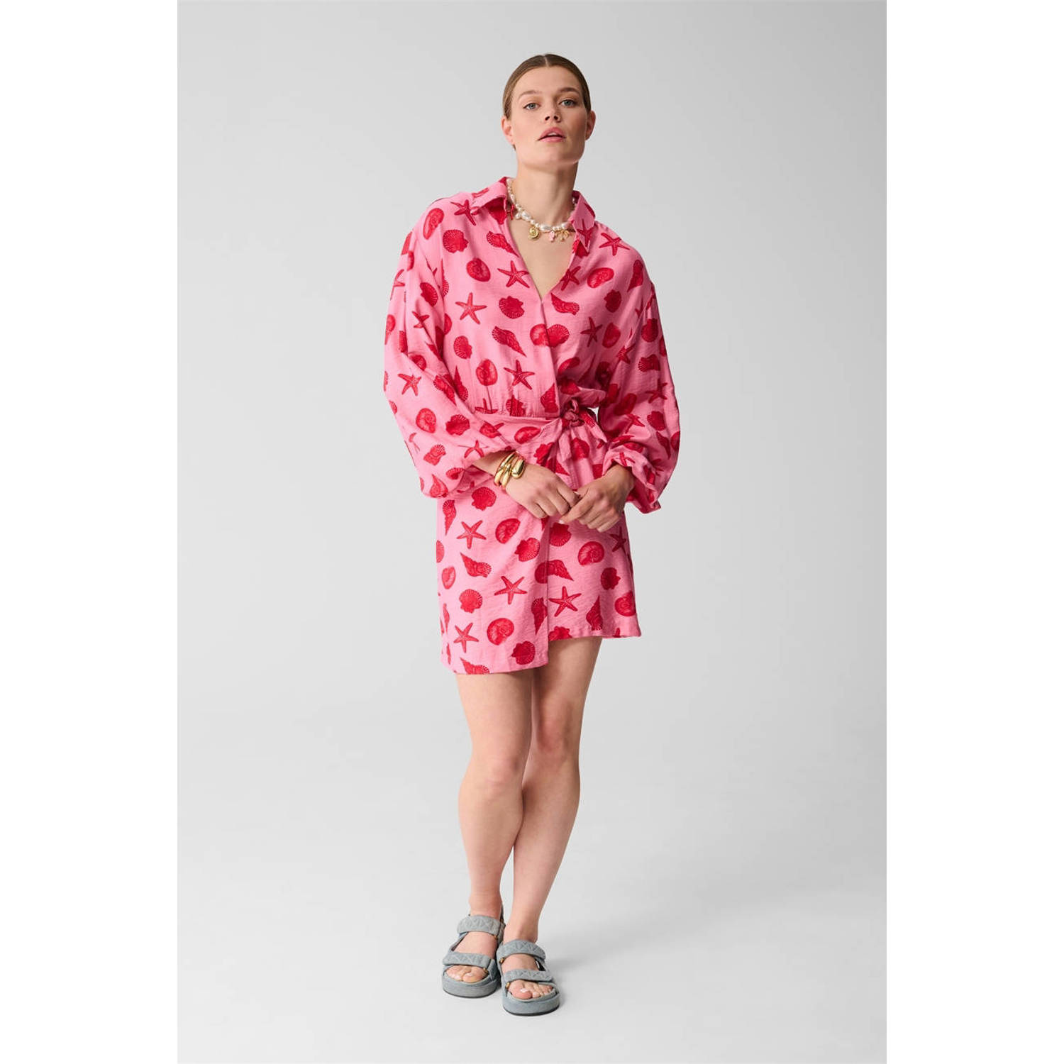 Shoeby wikkel- overslagjurk roze