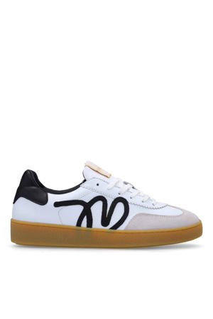 leren sneakers wit/blauw