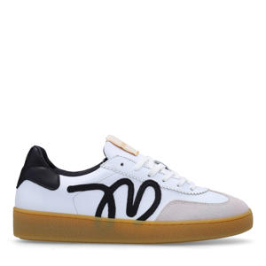 leren sneakers wit/blauw