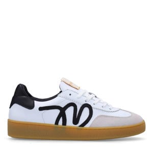 leren sneakers wit/blauw