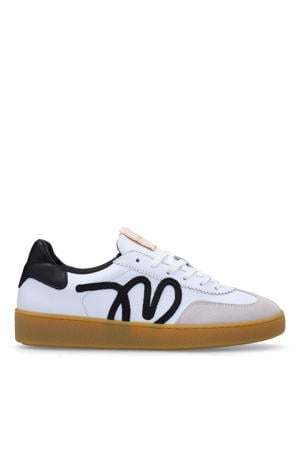 leren sneakers wit/blauw