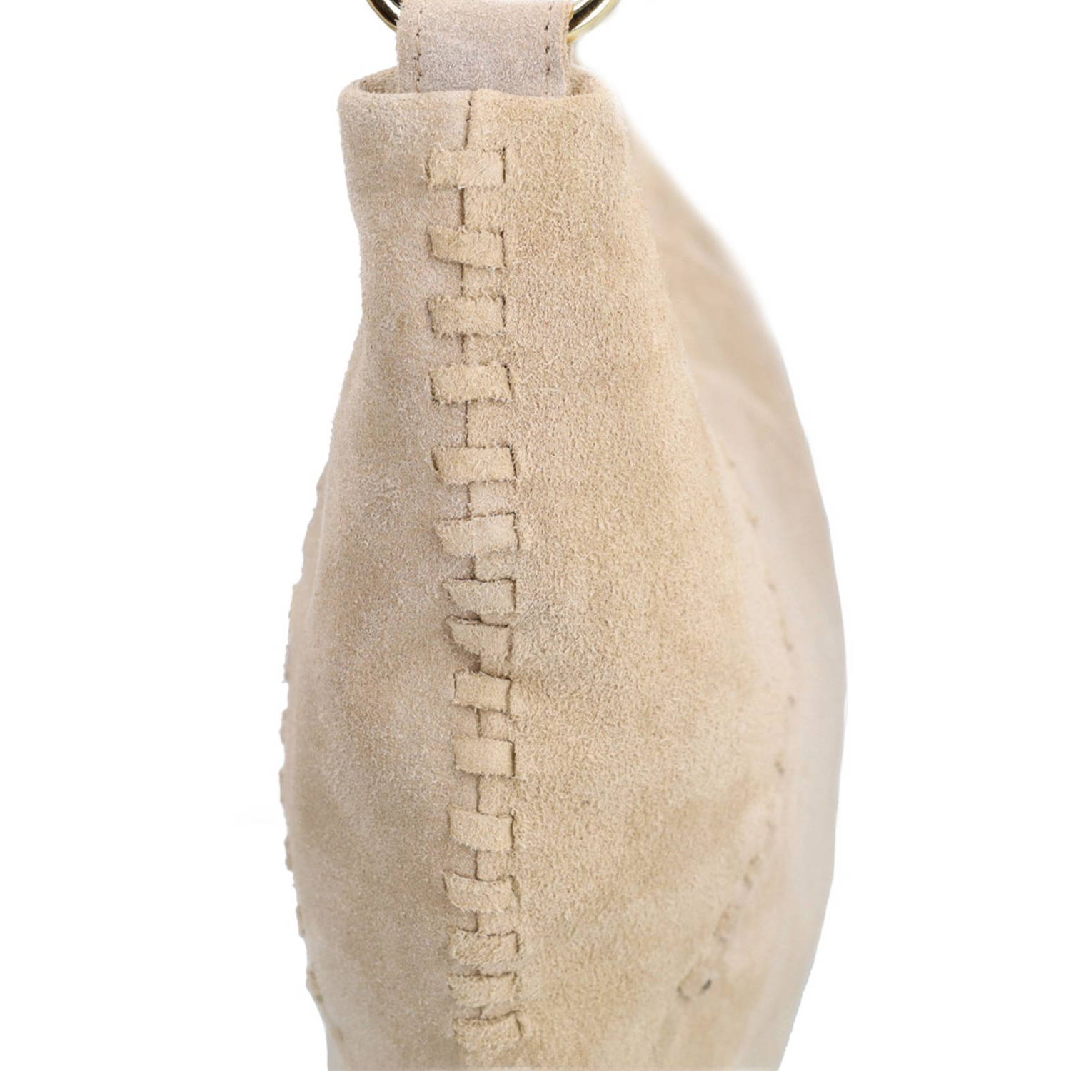 Manfield suede crossbody tas beige