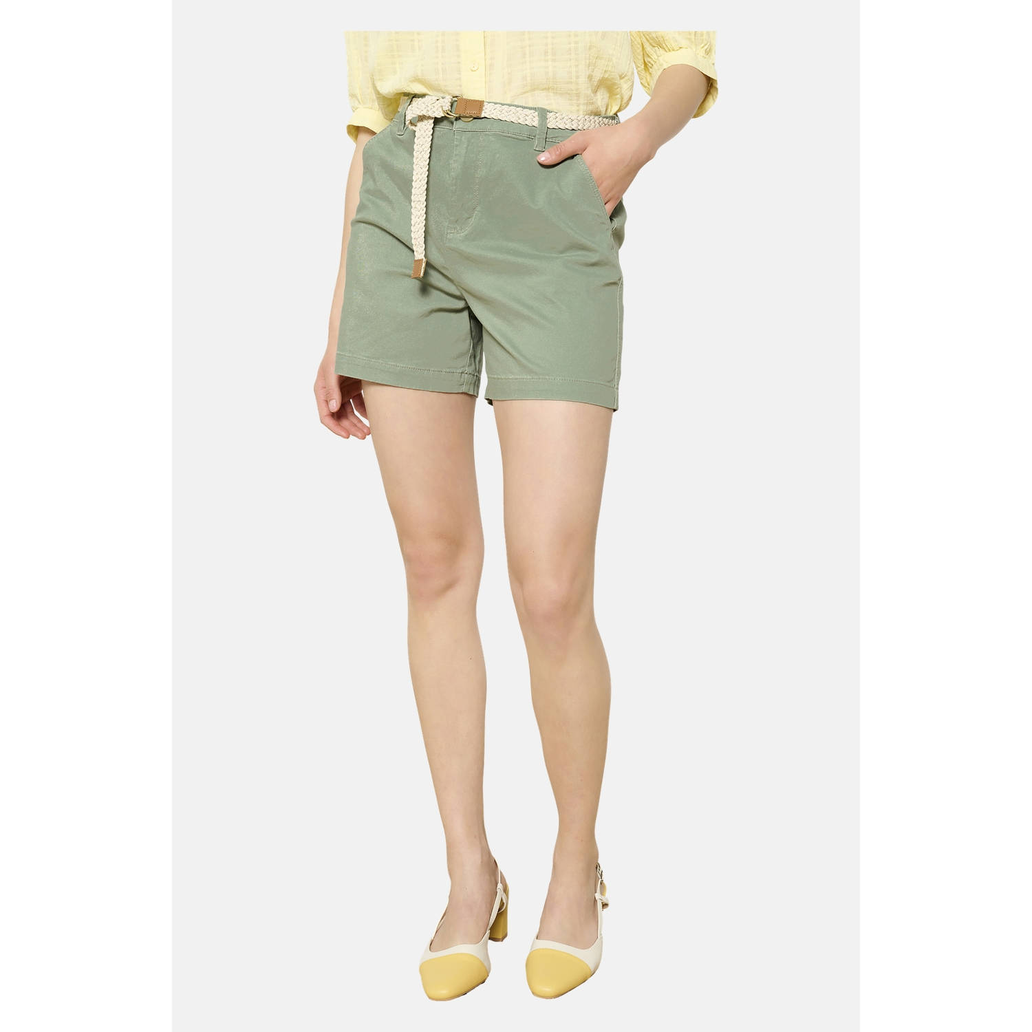 LOLALIZA wide leg regular waist chino short lichtkaki