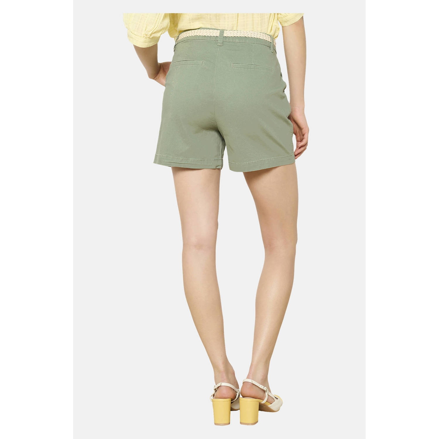 LOLALIZA wide leg regular waist chino short lichtkaki