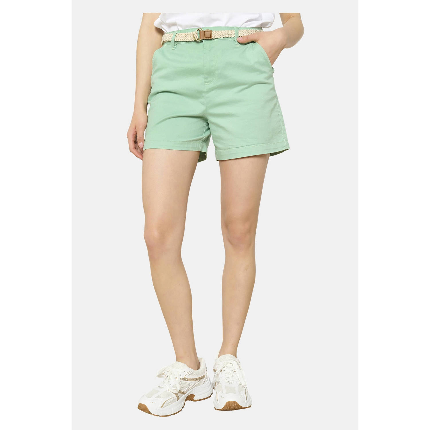 LOLALIZA wide leg regular waist chino short mintgroen