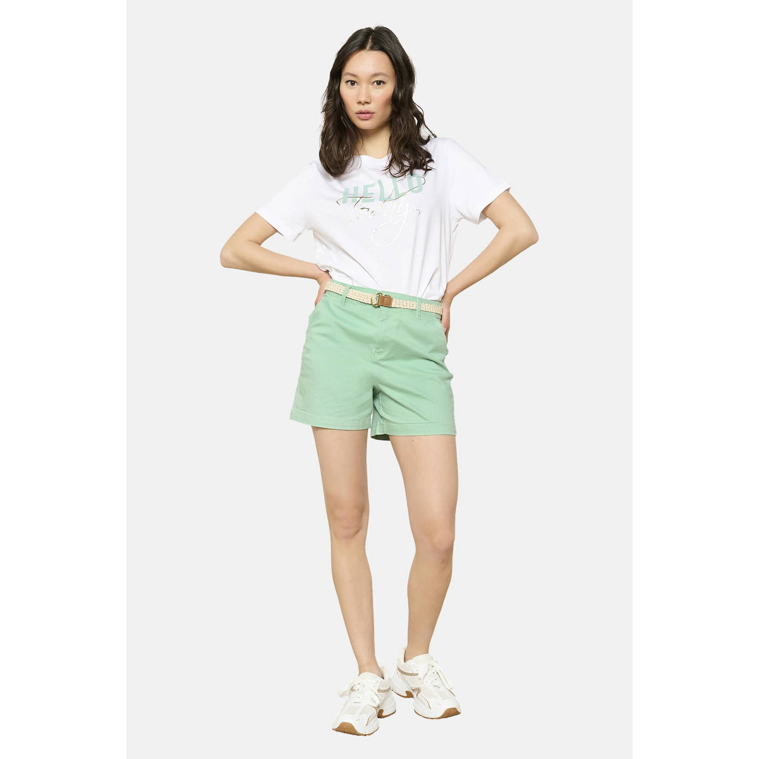 LOLALIZA wide leg regular waist chino short mintgroen