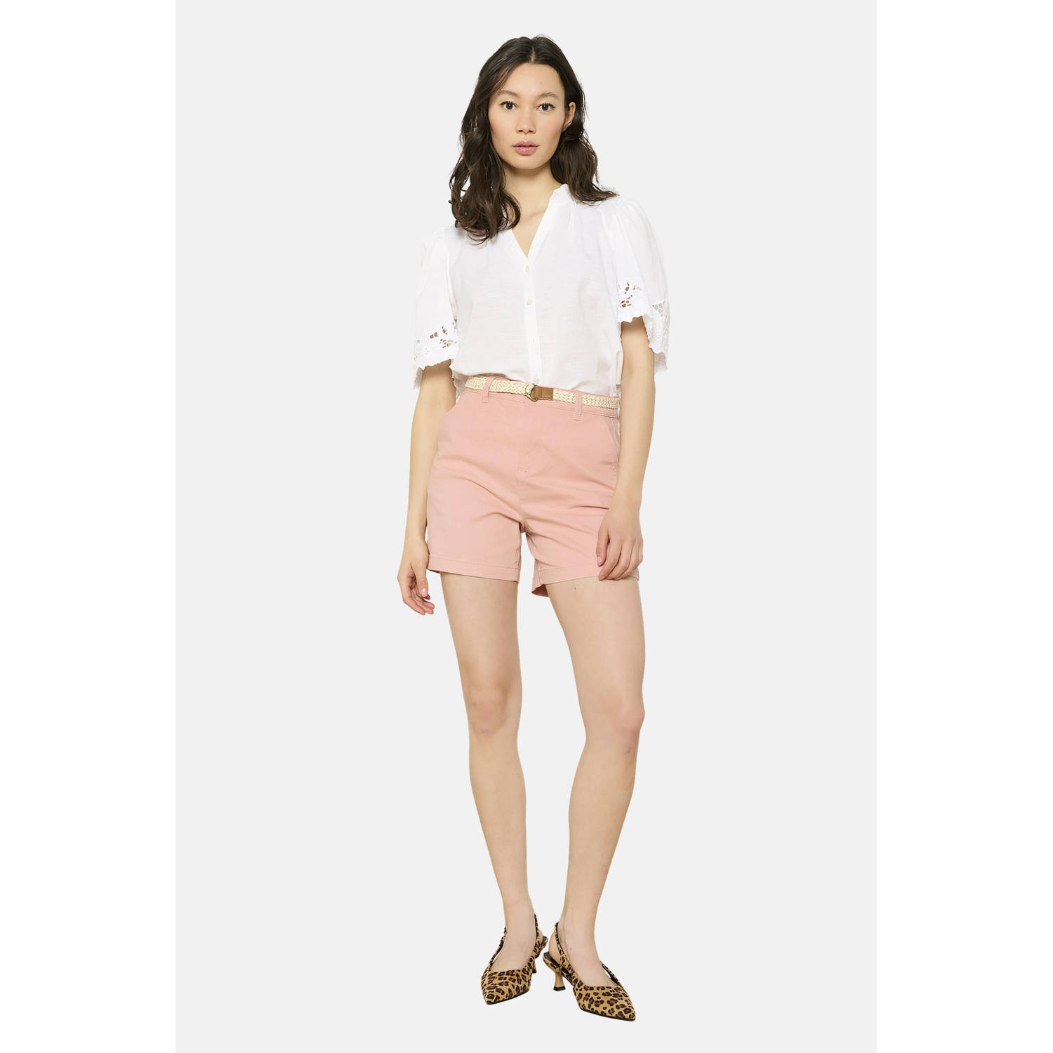 LOLALIZA wide leg regular waist chino short zalm
