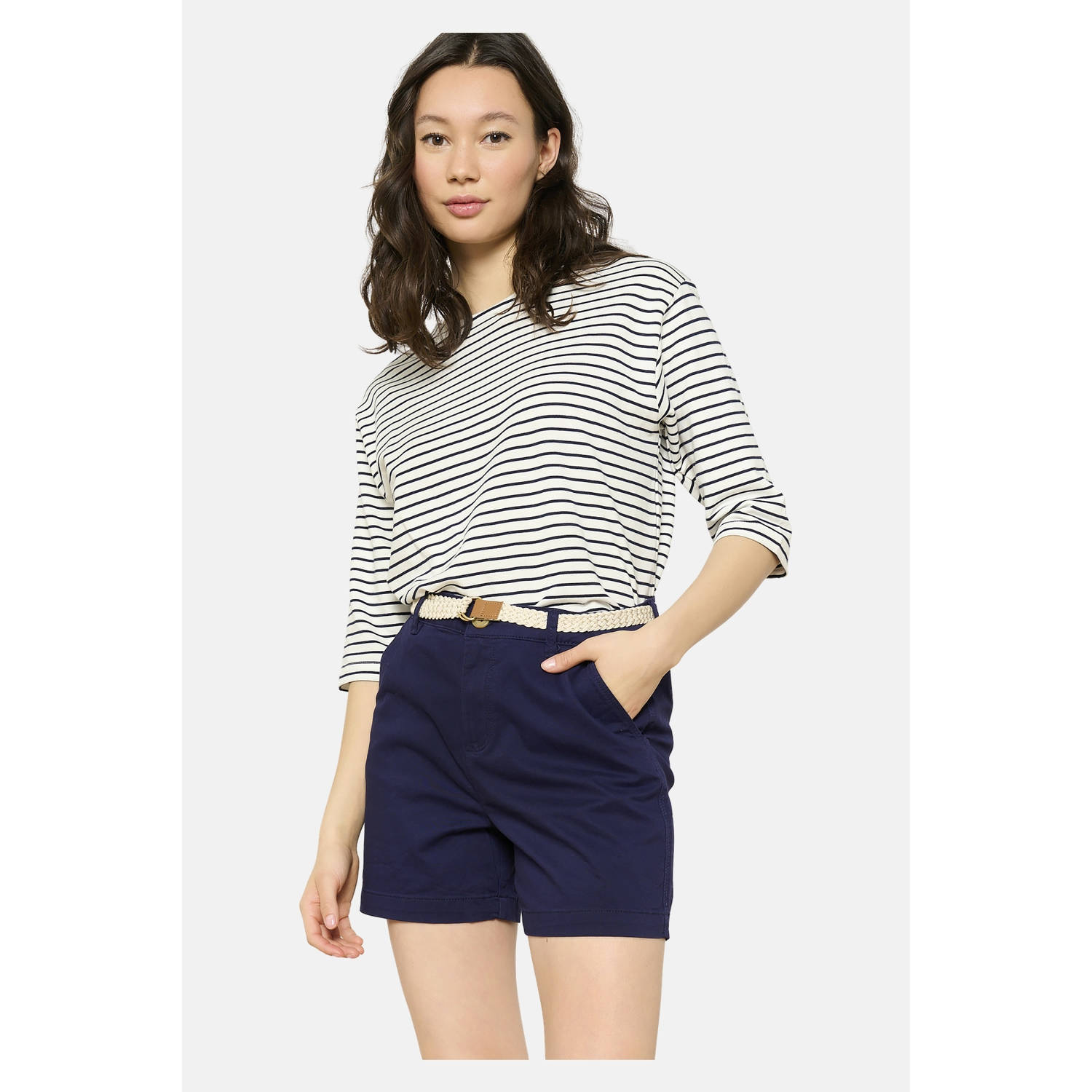LOLALIZA wide leg regular waist chino short donkerblauw