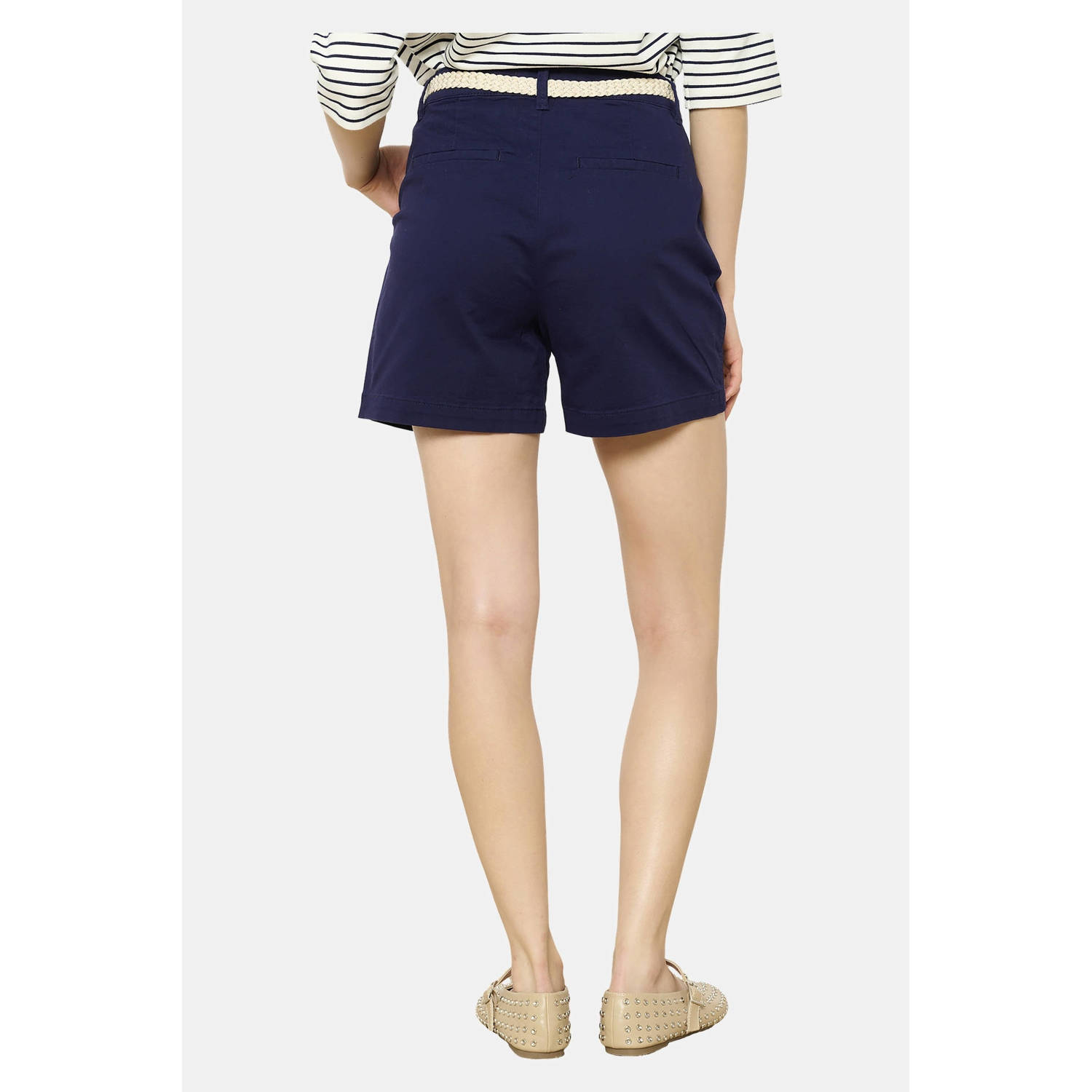 LOLALIZA wide leg regular waist chino short donkerblauw
