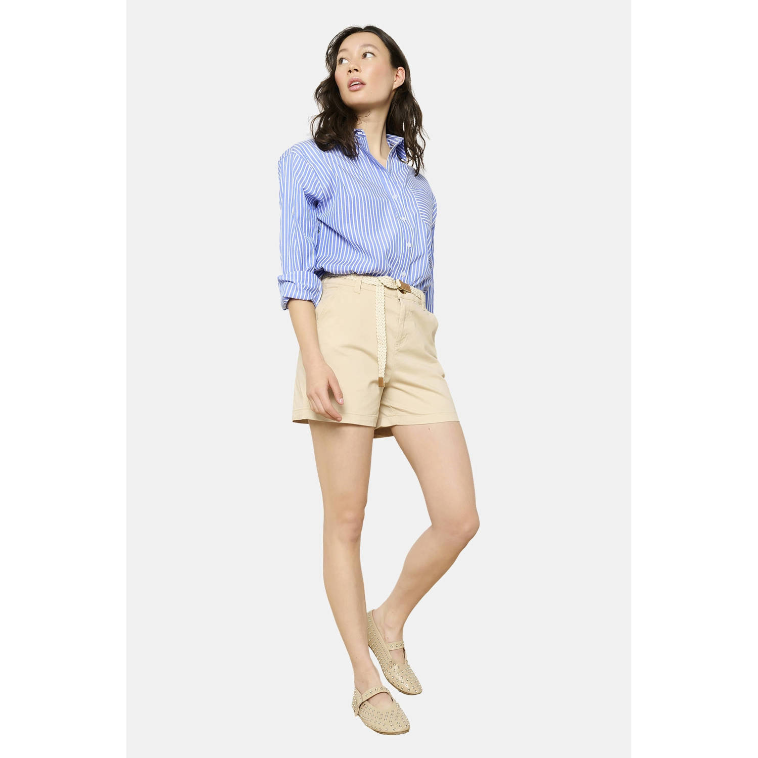 LOLALIZA wide leg regular waist chino short beige