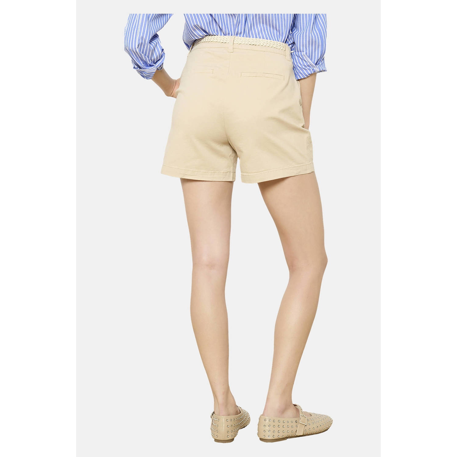 LOLALIZA wide leg regular waist chino short beige