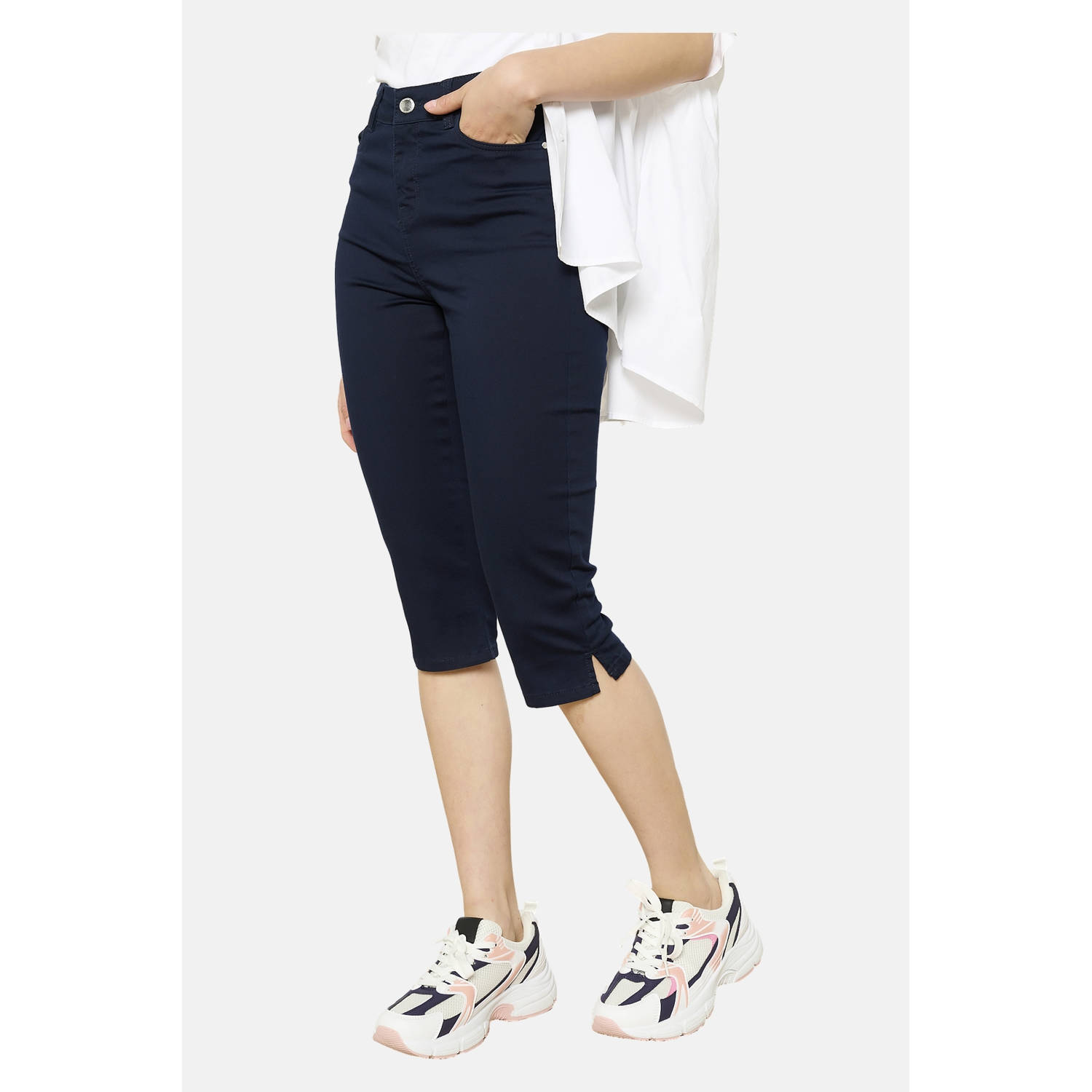 LOLALIZA slim regular waist broek donkerblauw