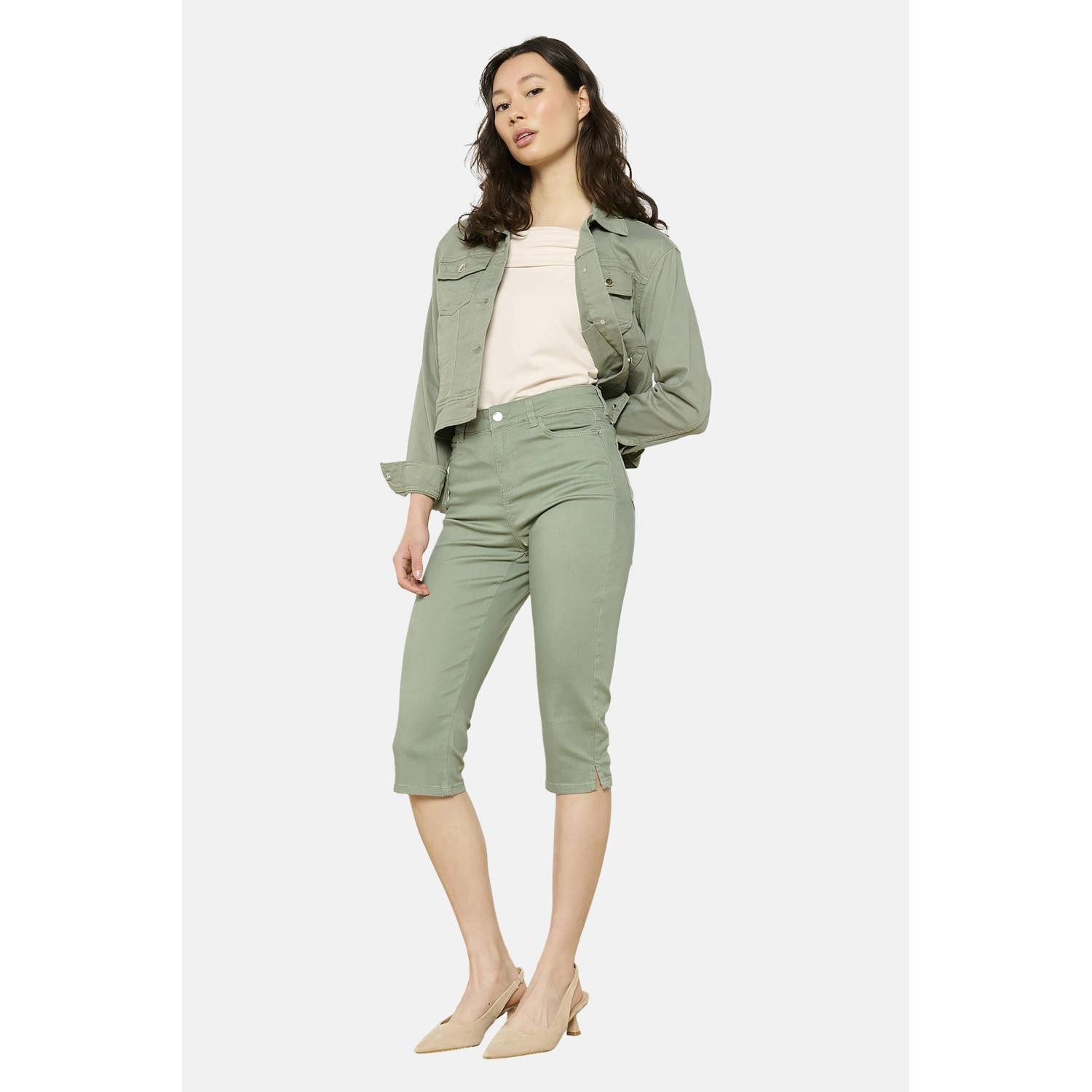LOLALIZA slim regular waist broek kaki