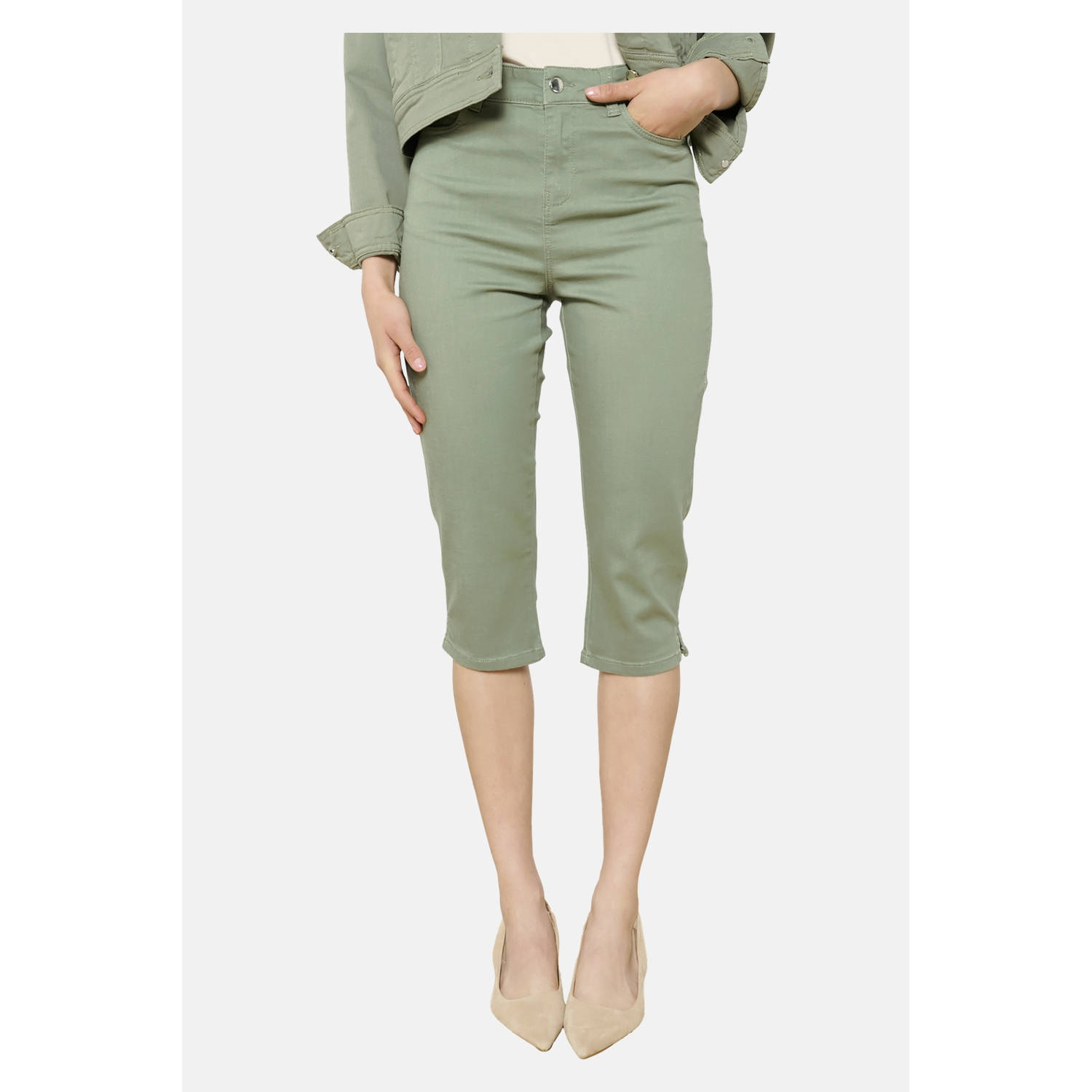 LOLALIZA slim regular waist broek kaki