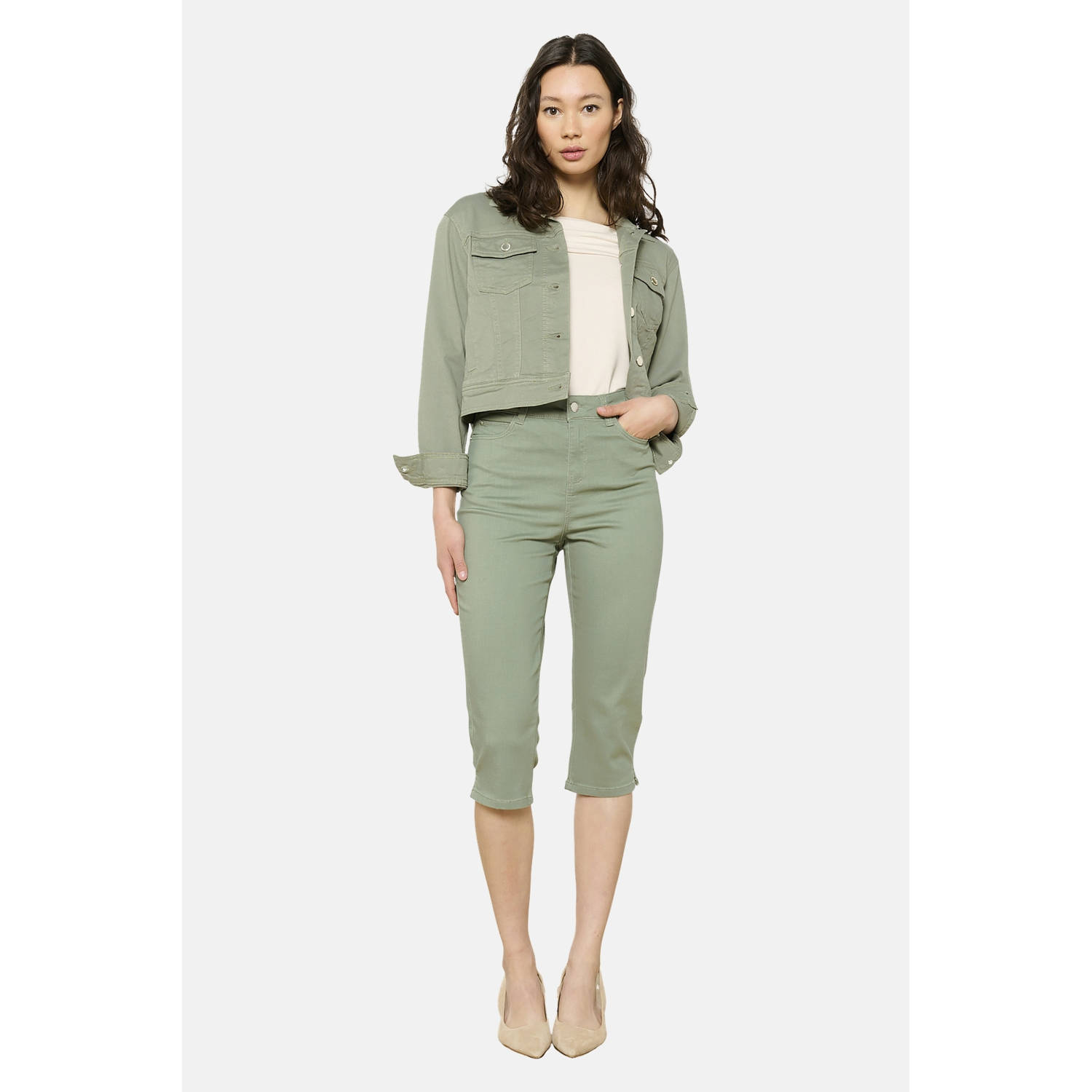 LOLALIZA slim regular waist broek kaki