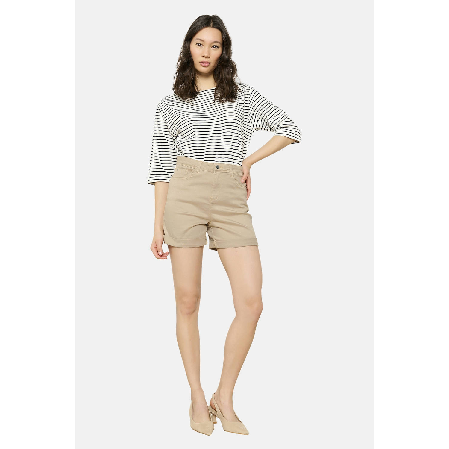 LOLALIZA straight regular waist denim short taupe