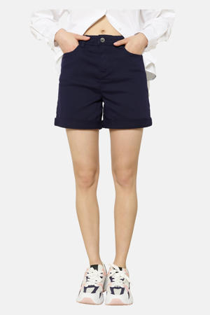 straight regular waist denim short donkerblauw