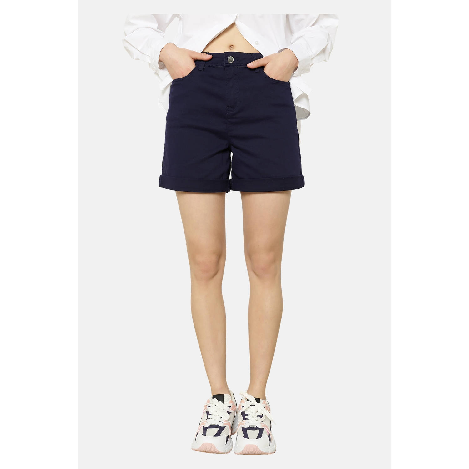 LOLALIZA straight regular waist denim short donkerblauw