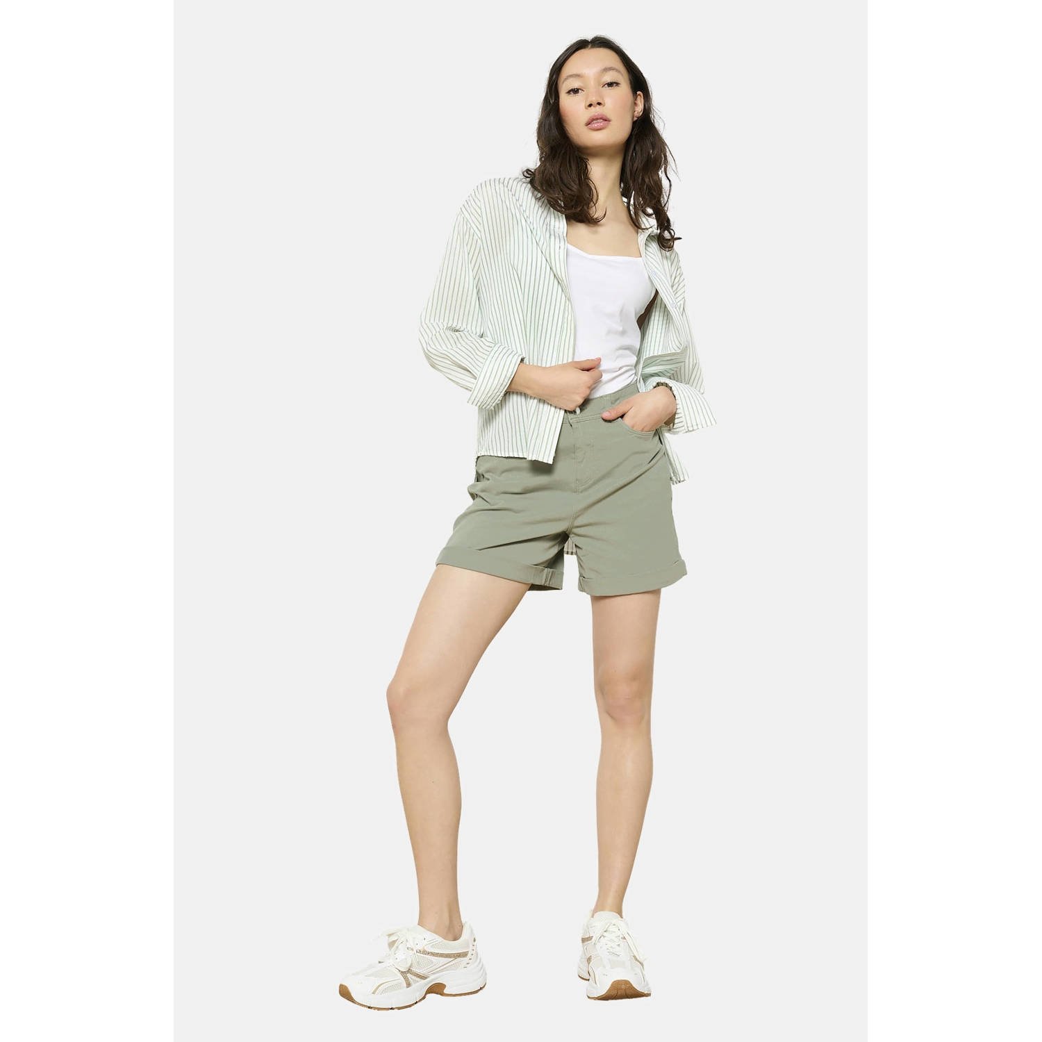 LOLALIZA straight regular waist denim short kaki