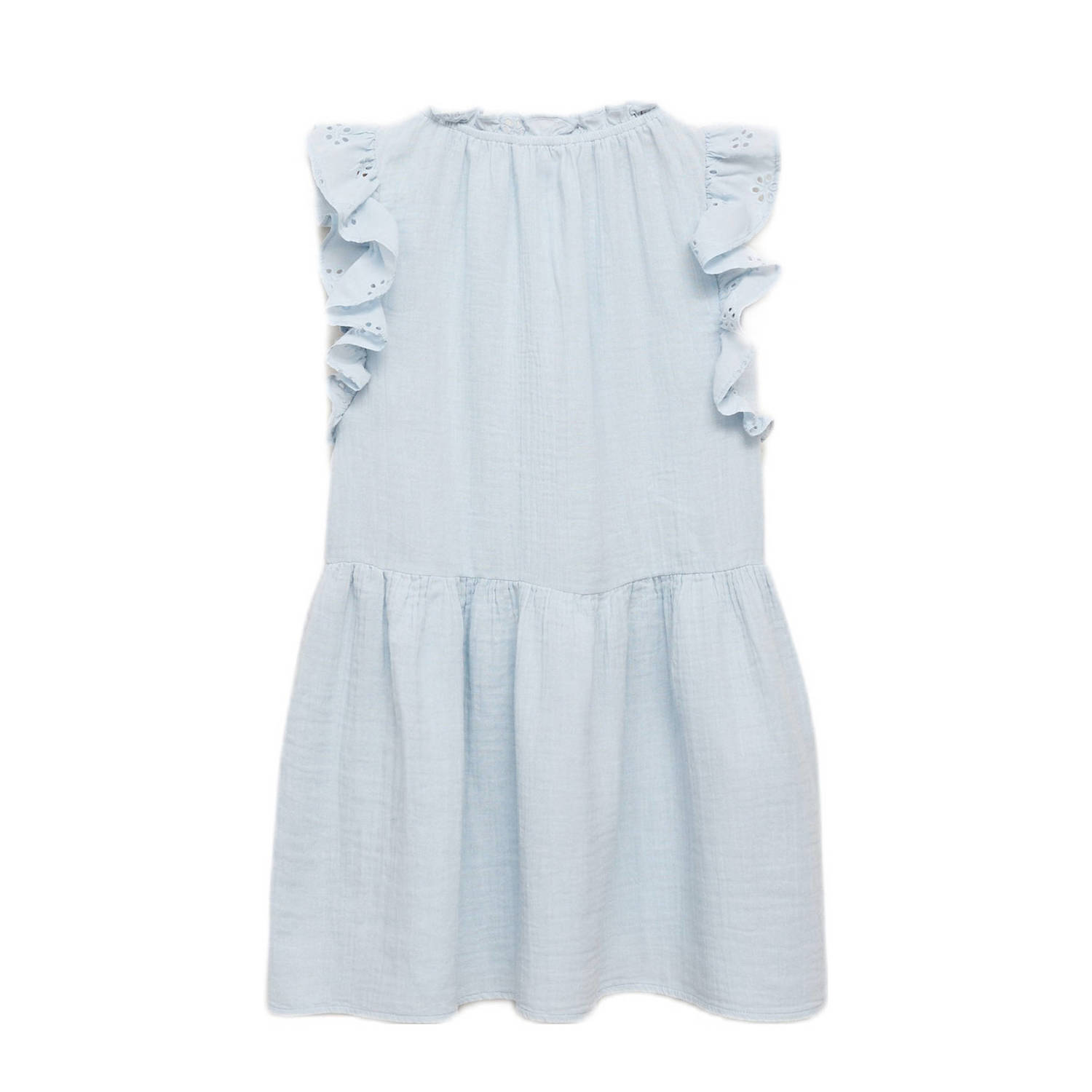 Mango Kids zomerjurk broderie lichtblauw