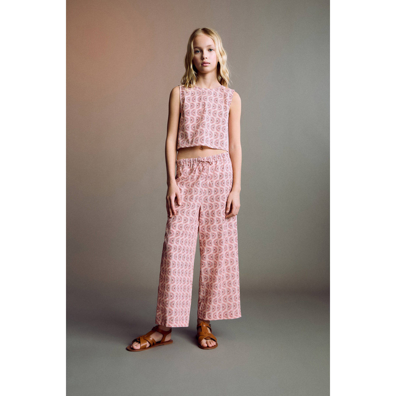 Mango Kids wide leg palazzo broek roze