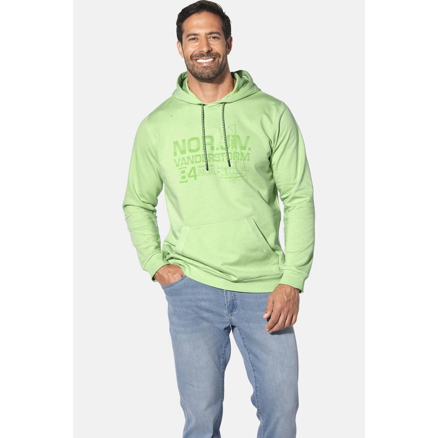 Jan Vanderstorm +FIT Collectie hoodie JEPPE Plus Size lichtgroen