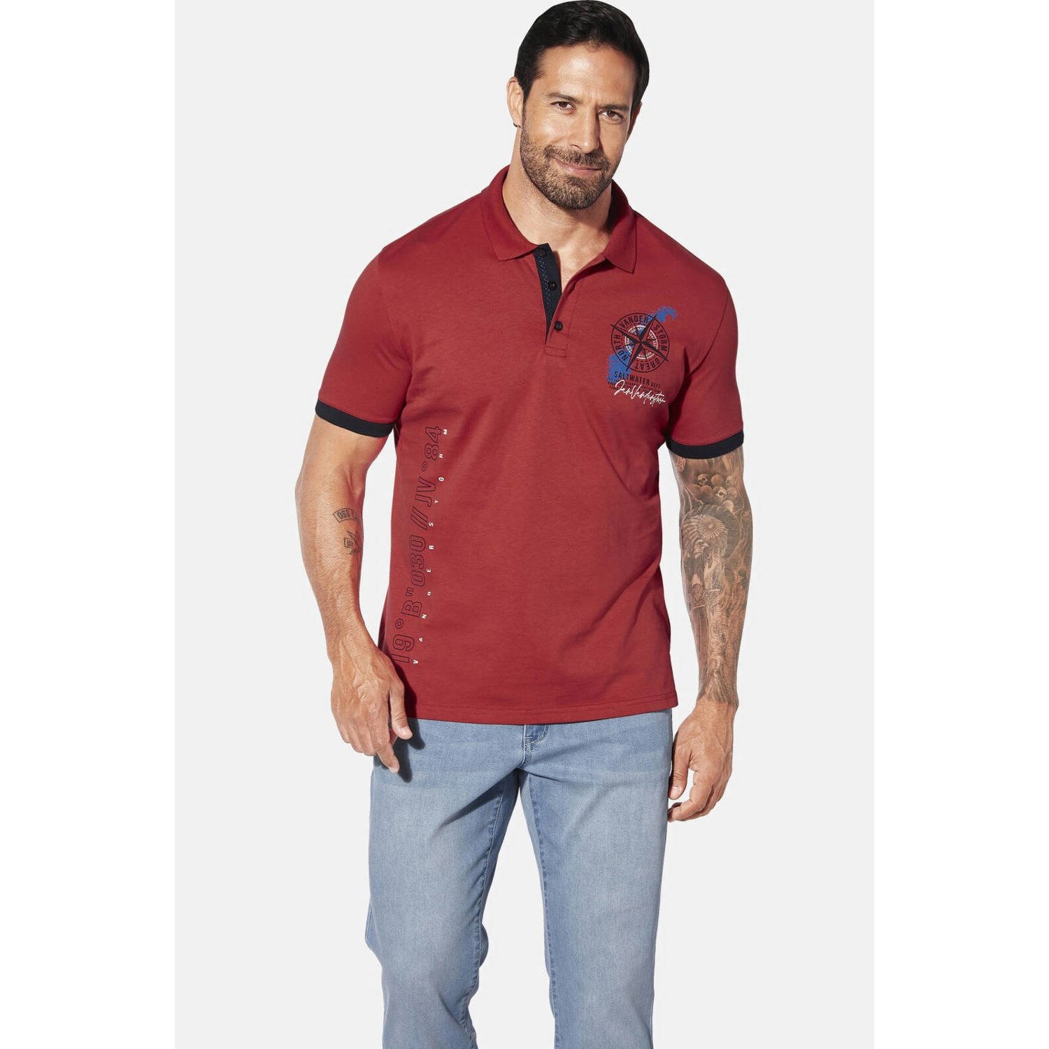 Jan Vanderstorm polo ARKHOLM Plus Size rood