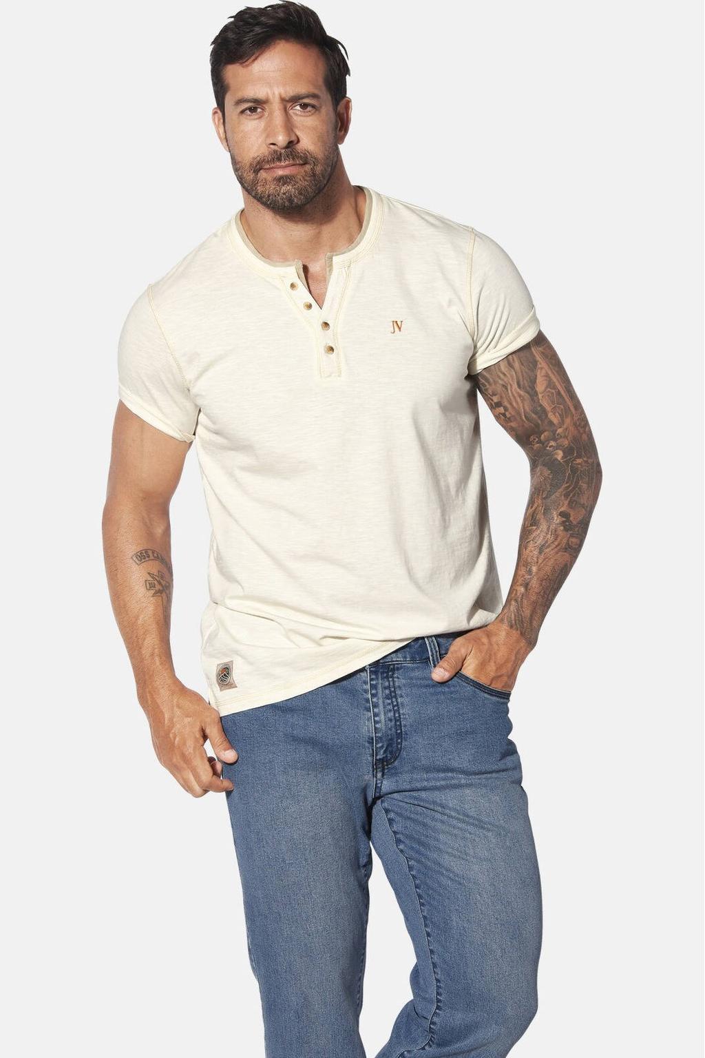 Jan Vanderstorm +FIT Collectie T-shirt THOKHELM Plus Size ecru